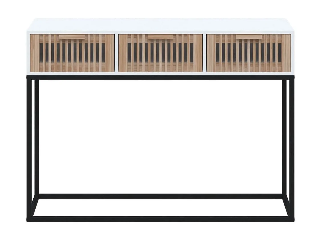 Table console blanc 105x30x75 bois d'ingénierie et fer