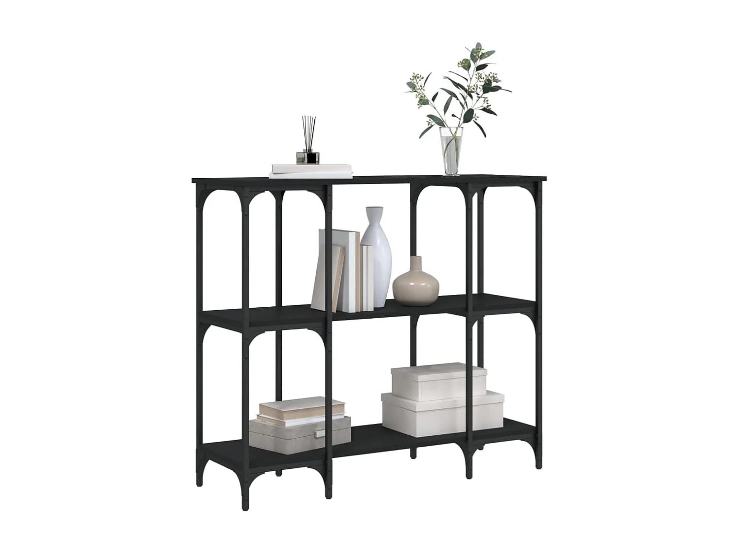 Table console noir 102x35x90 bois d'ingénierie