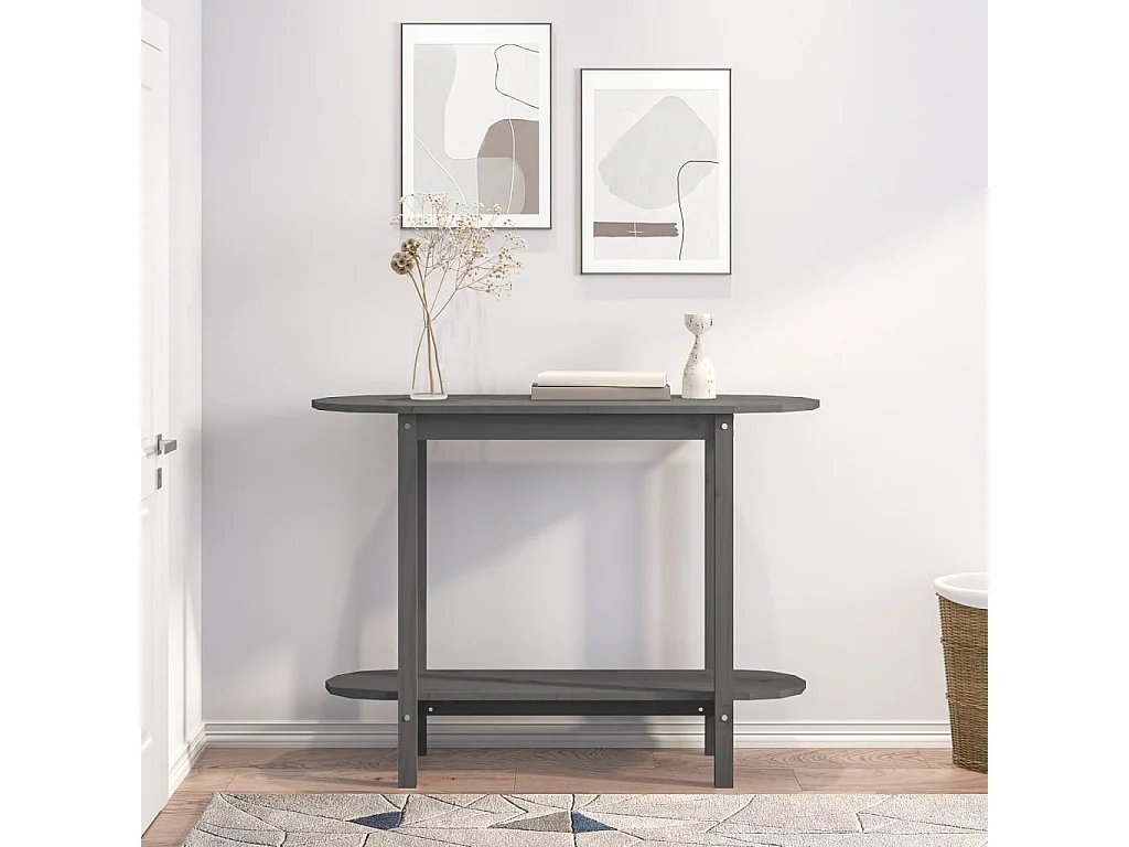 Table console Gris 110x40x80 Bois massif de pin