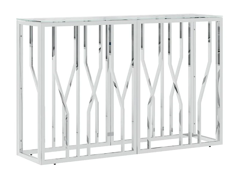 Table console 110x30x70 acier inoxydable et verre