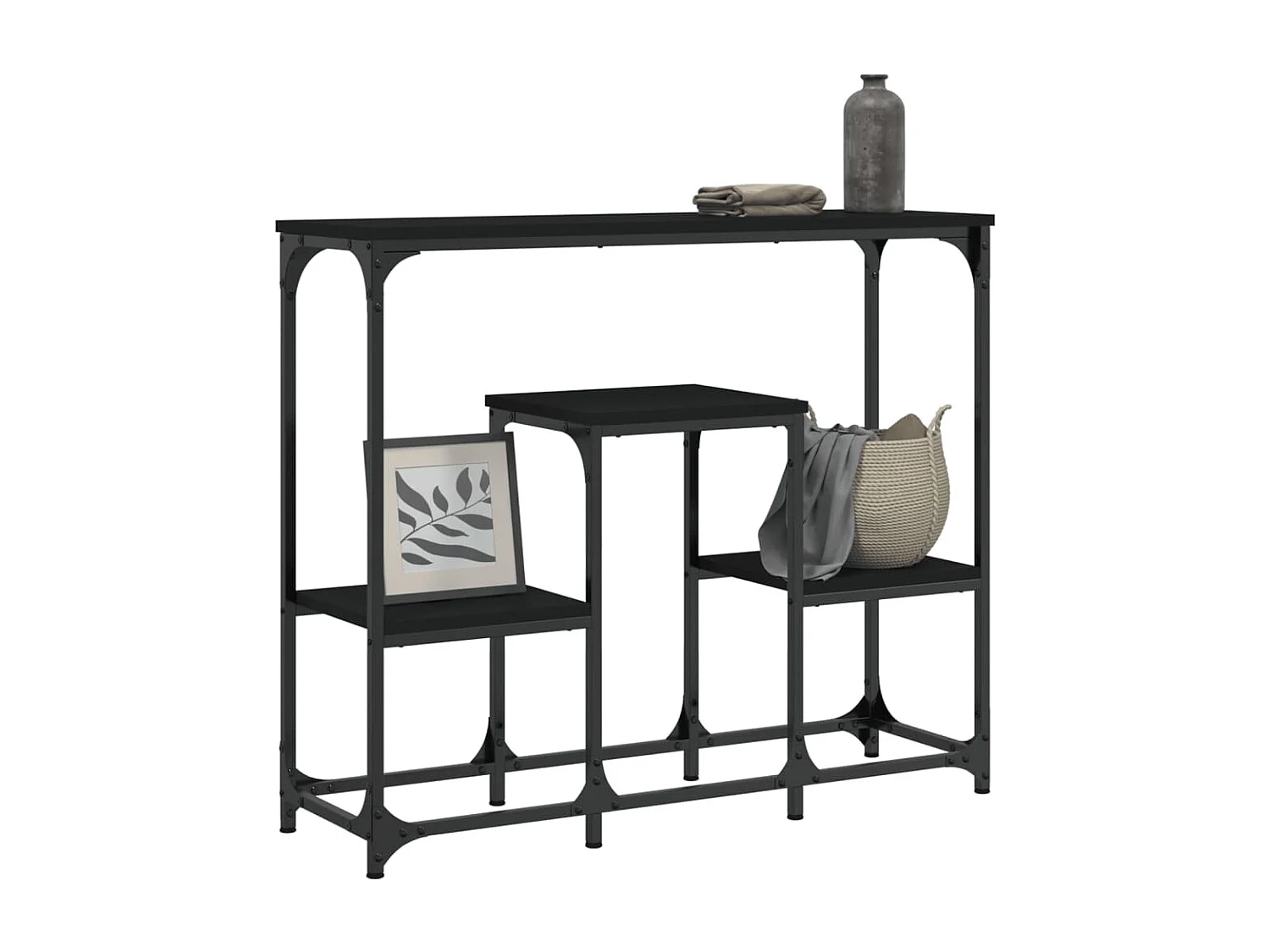 Table console noir 89,5x28x76 bois d'ingénierie