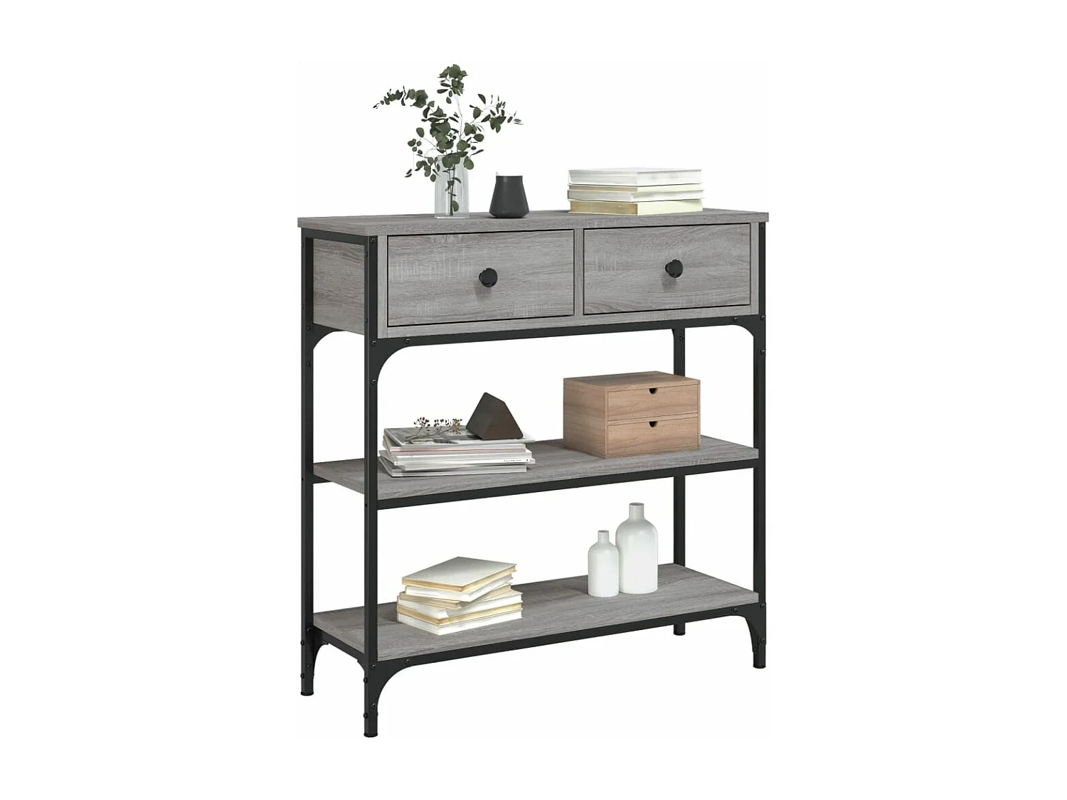 Table console sonoma gris 72,5x25x75 bois d'ingénierie