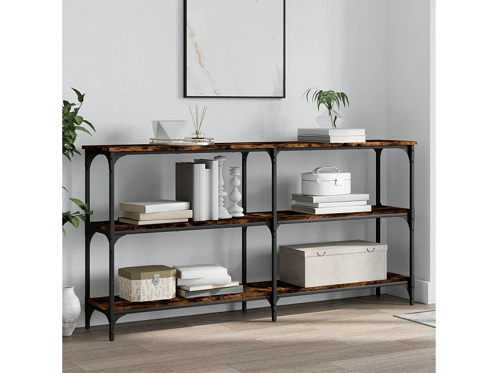 Table console chêne fumé 150x29x75 bois d'ingénierie