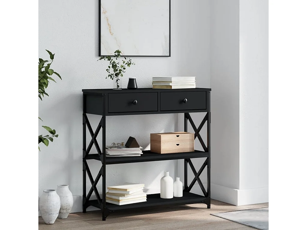 Table console noir 75x28x75 bois d'ingénierie