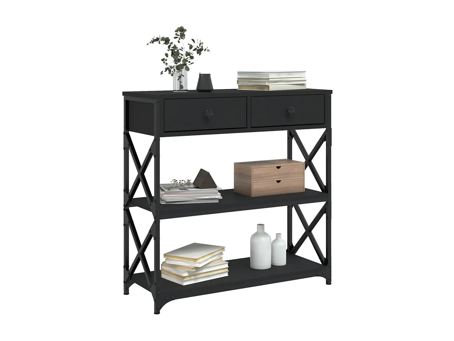 Table console noir 75x28x75 bois d'ingénierie