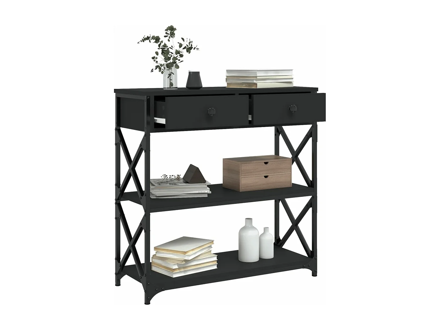 Table console noir 75x28x75 bois d'ingénierie