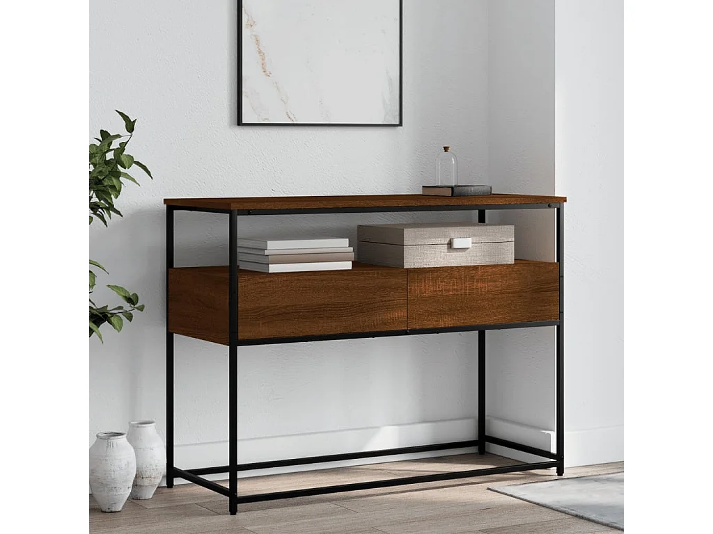 Table console chêne marron 100x40x75 bois d'ingénierie