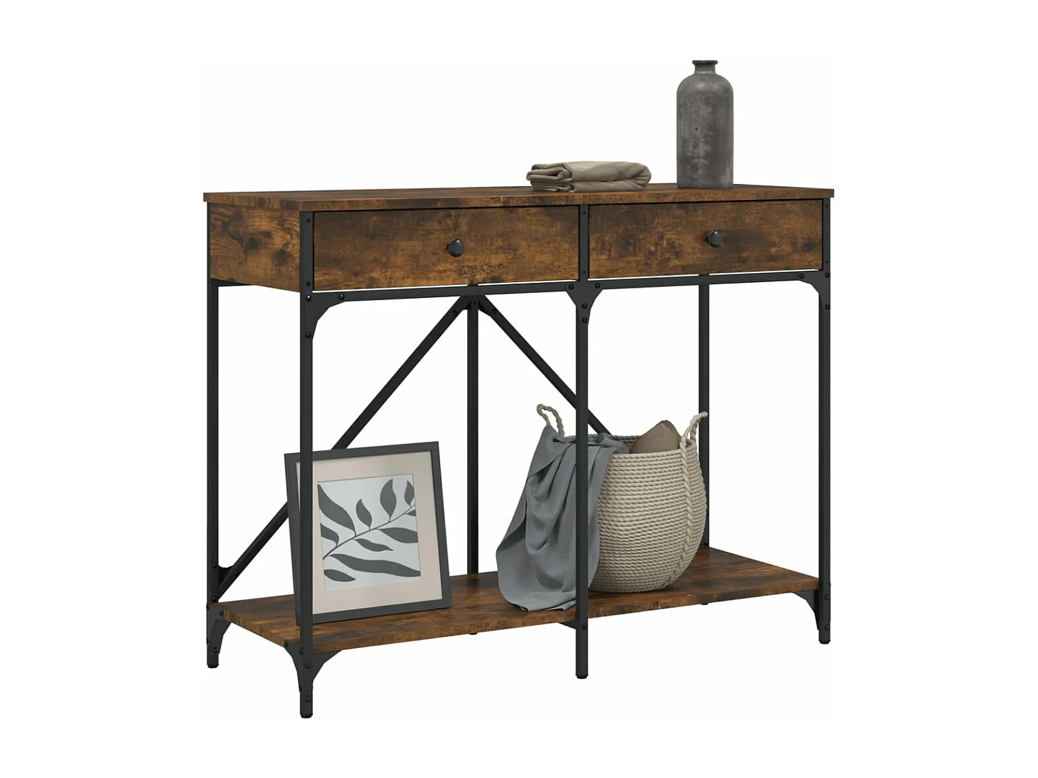 Table console chêne fumé 100x39x78,5 bois d'ingénierie