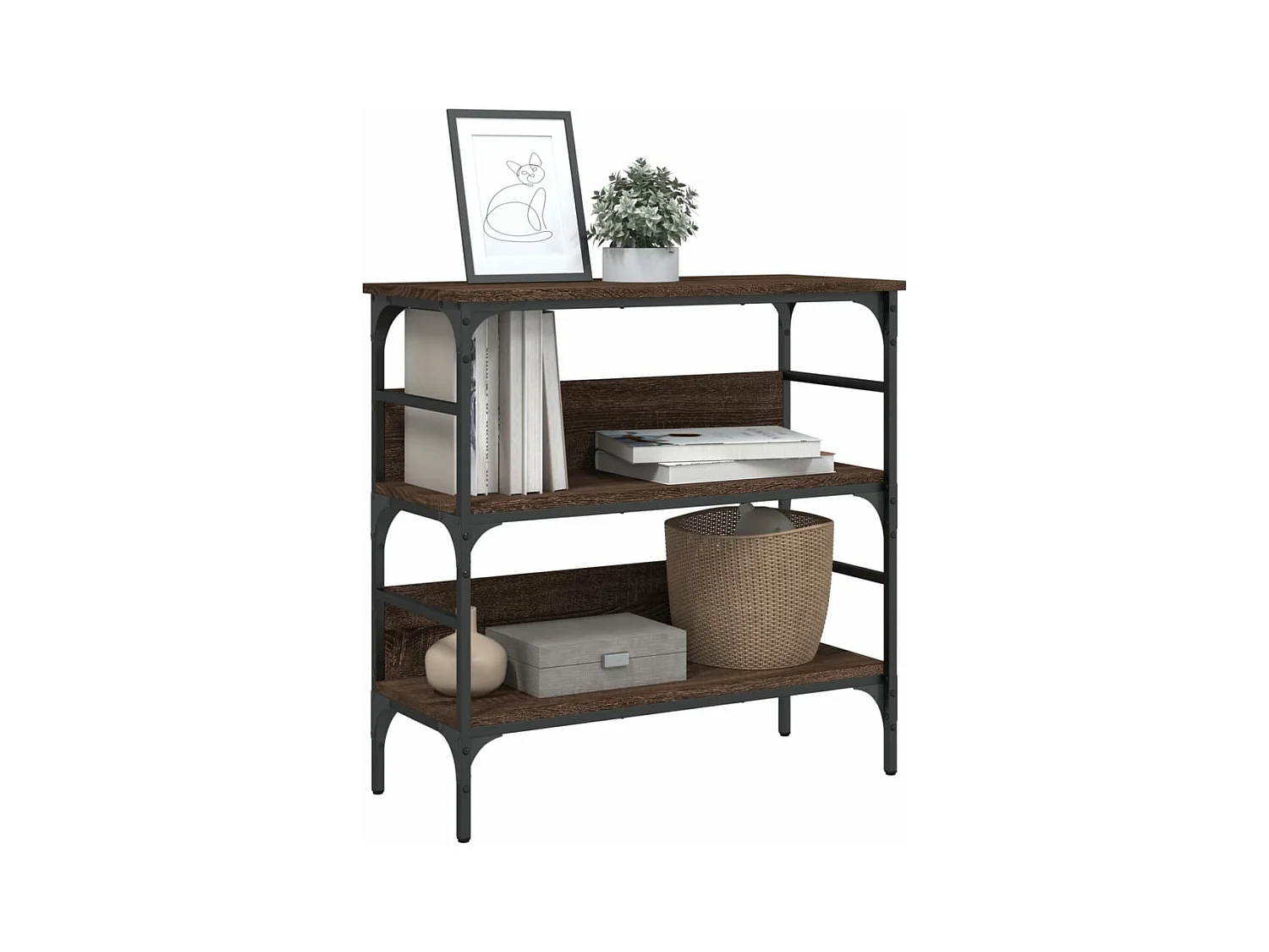 Table console chêne marron 75x32x75 bois d'ingénierie