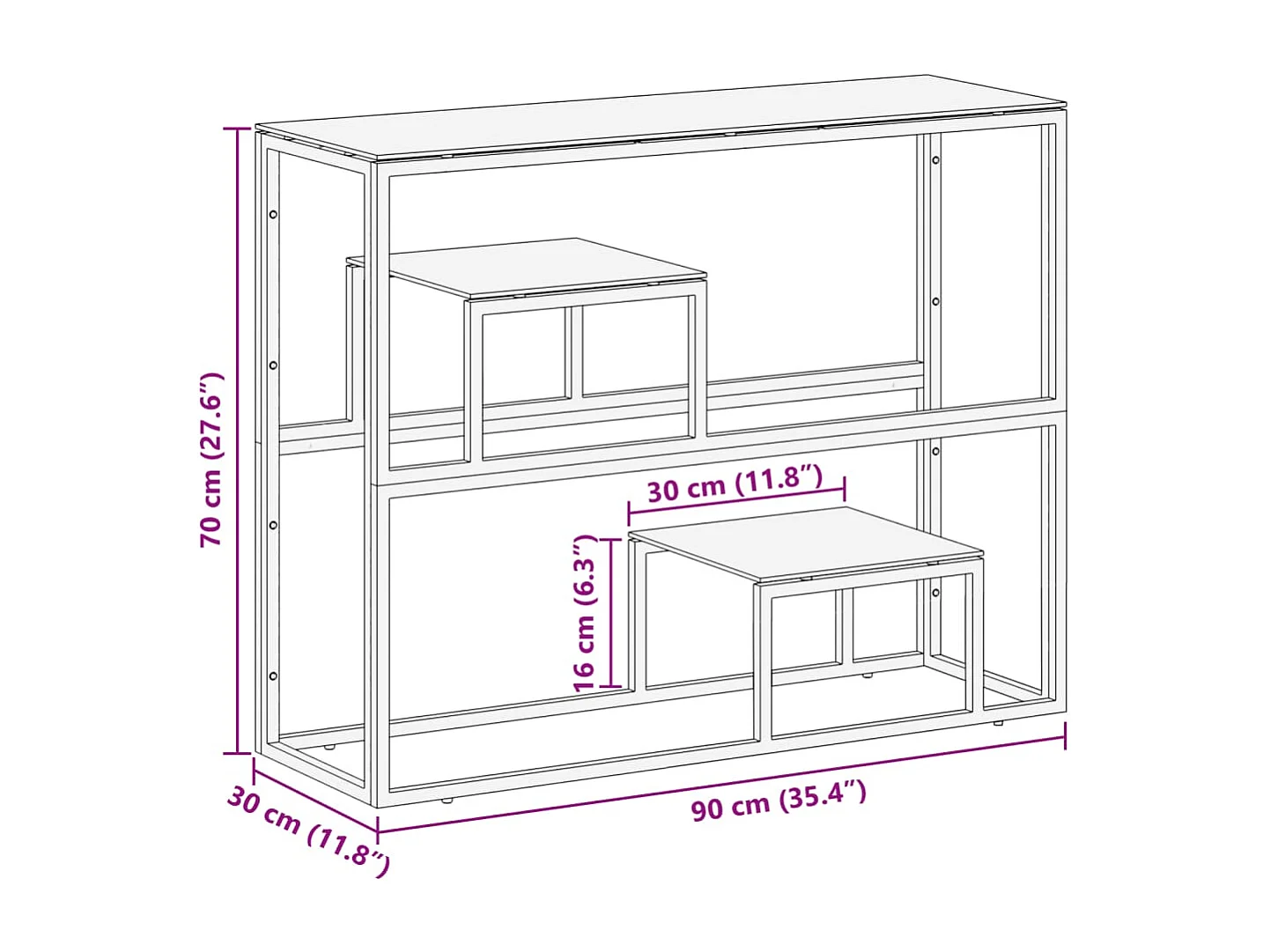 Table console doré acier inoxydable et verre trempé