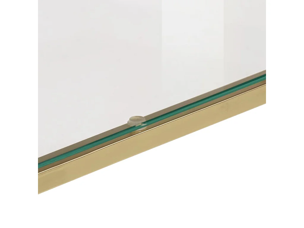 Table console doré acier inoxydable et verre trempé