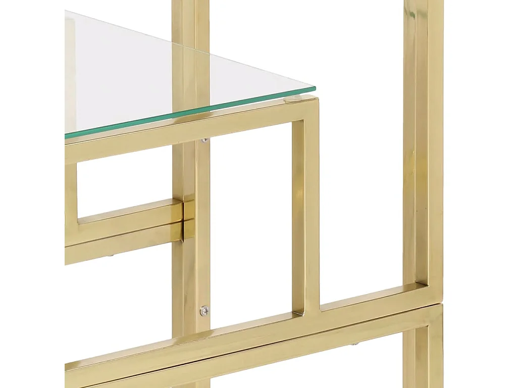 Table console doré acier inoxydable et verre trempé