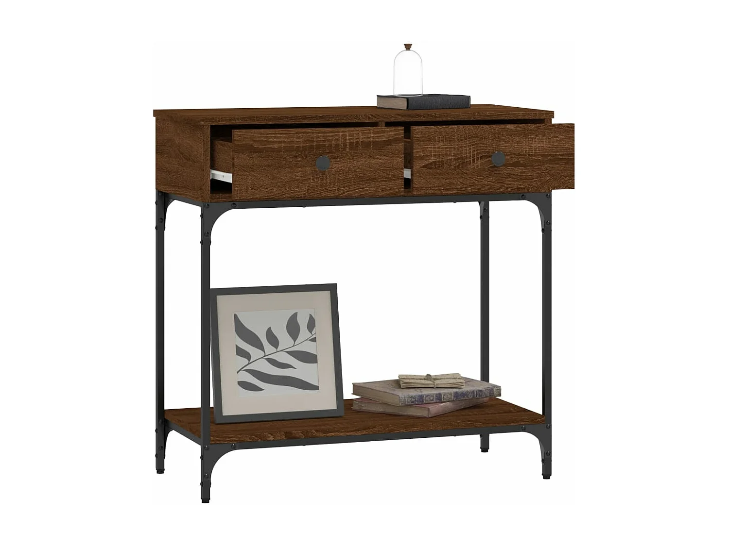 Table console chêne marron 75x34,5x75 bois d'ingénierie