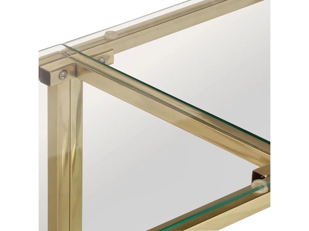 Table console doré acier inoxydable et verre trempé