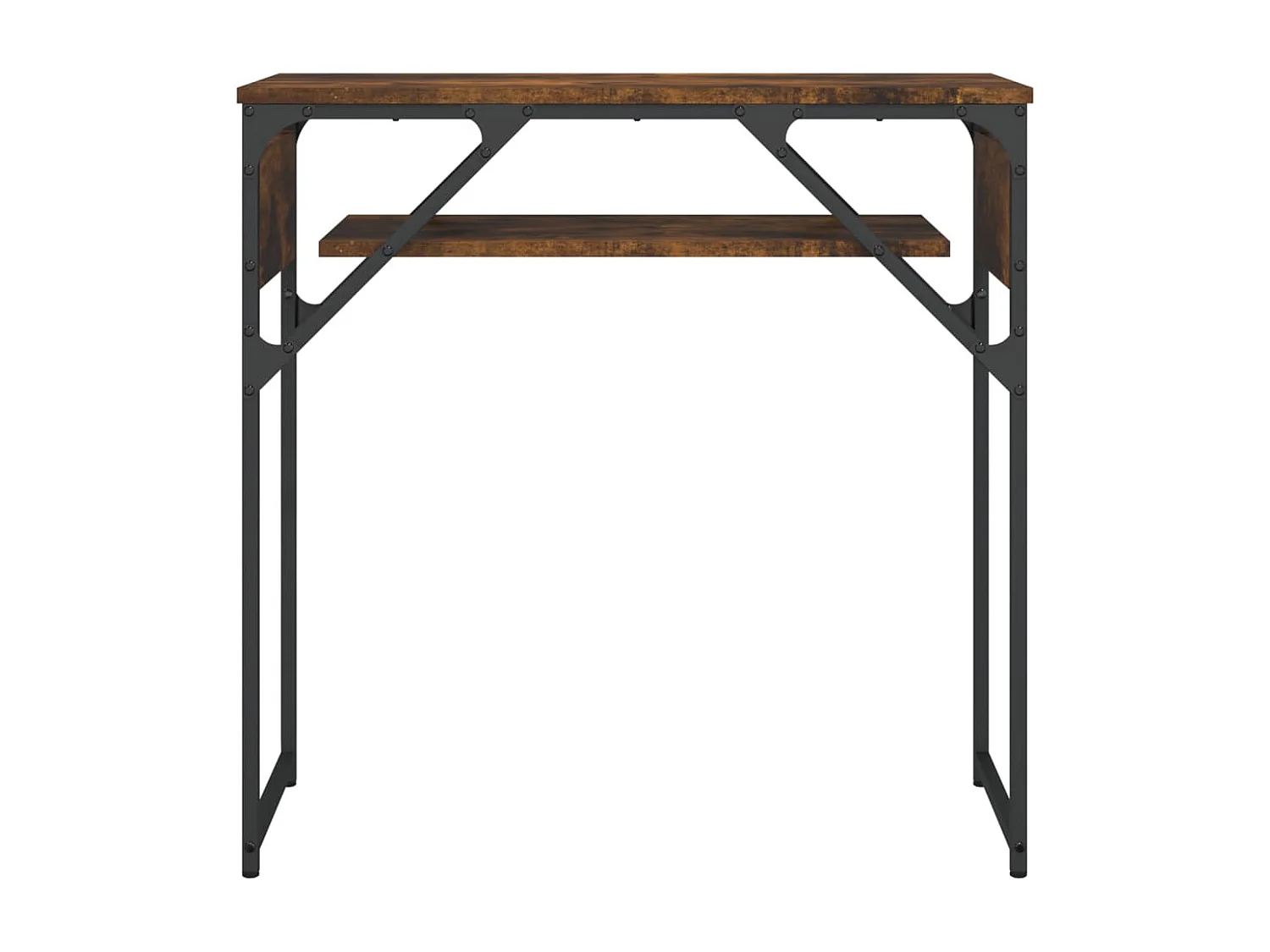 Table console avec étagère chêne fumé 75x30x75