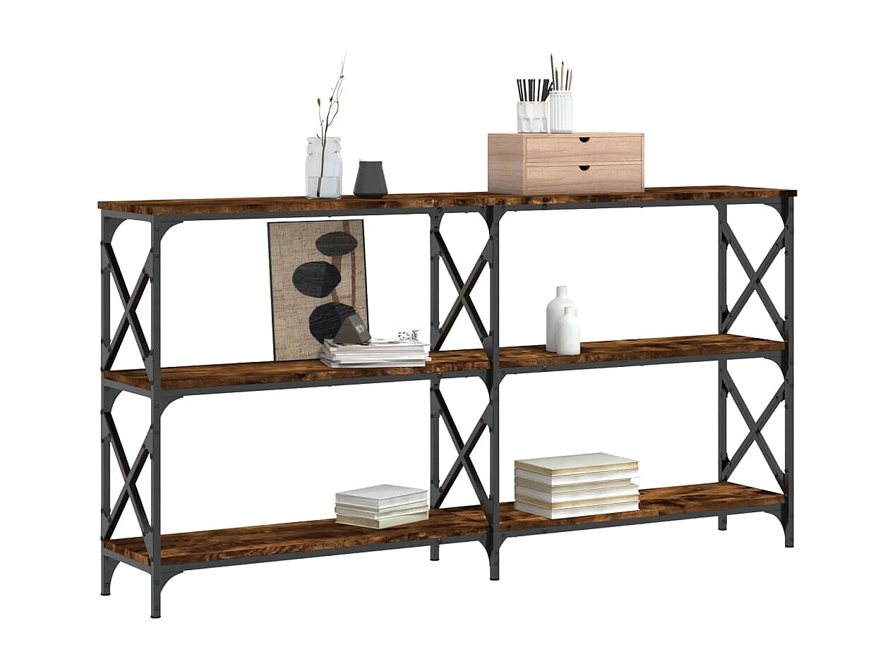 Table console chêne fumé 156x28x80,5 bois d'ingénierie