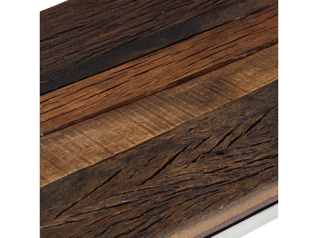 Table console argenté acier inoxydable et bois de mélèze massif