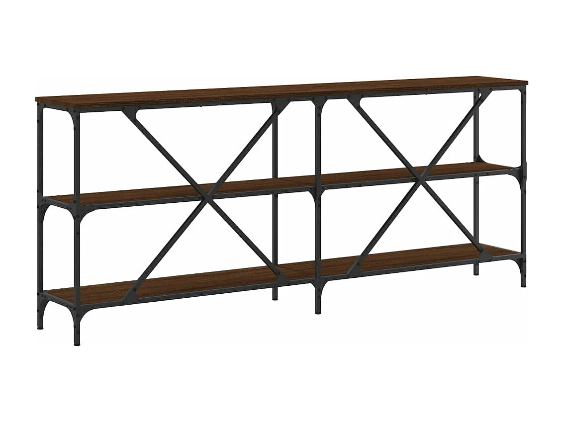 Table console chêne marron 180x30x75 bois d'ingénierie et fer