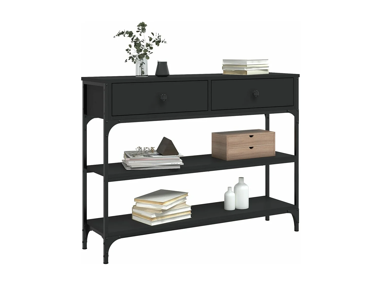 Table console noir 100x25x75 bois d'ingénierie