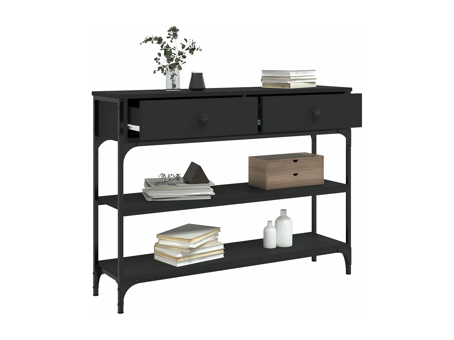 Table console noir 100x25x75 bois d'ingénierie