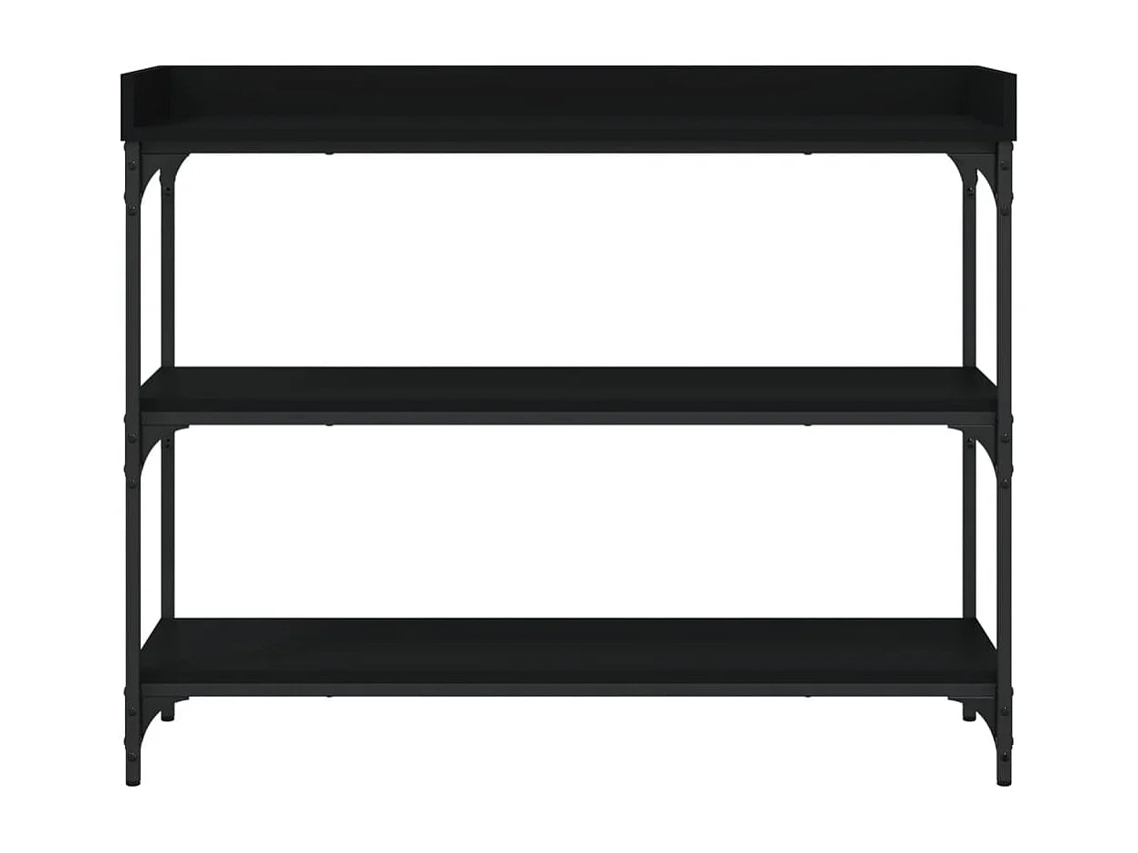 Table console avec étagères noir 100x30x80