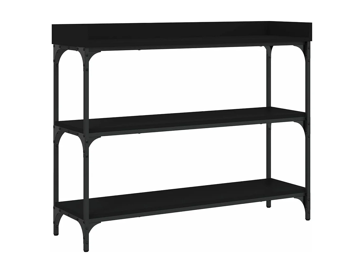 Table console avec étagères noir 100x30x80