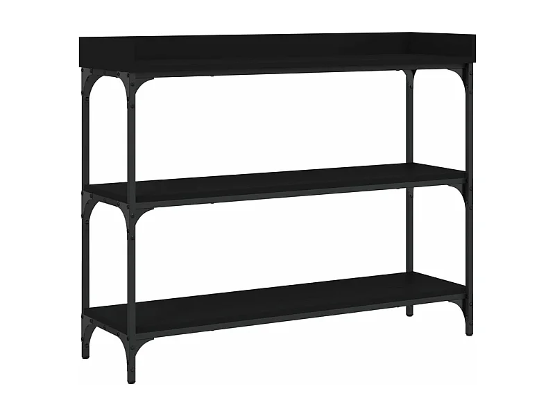 Table console avec étagères noir 100x30x80
