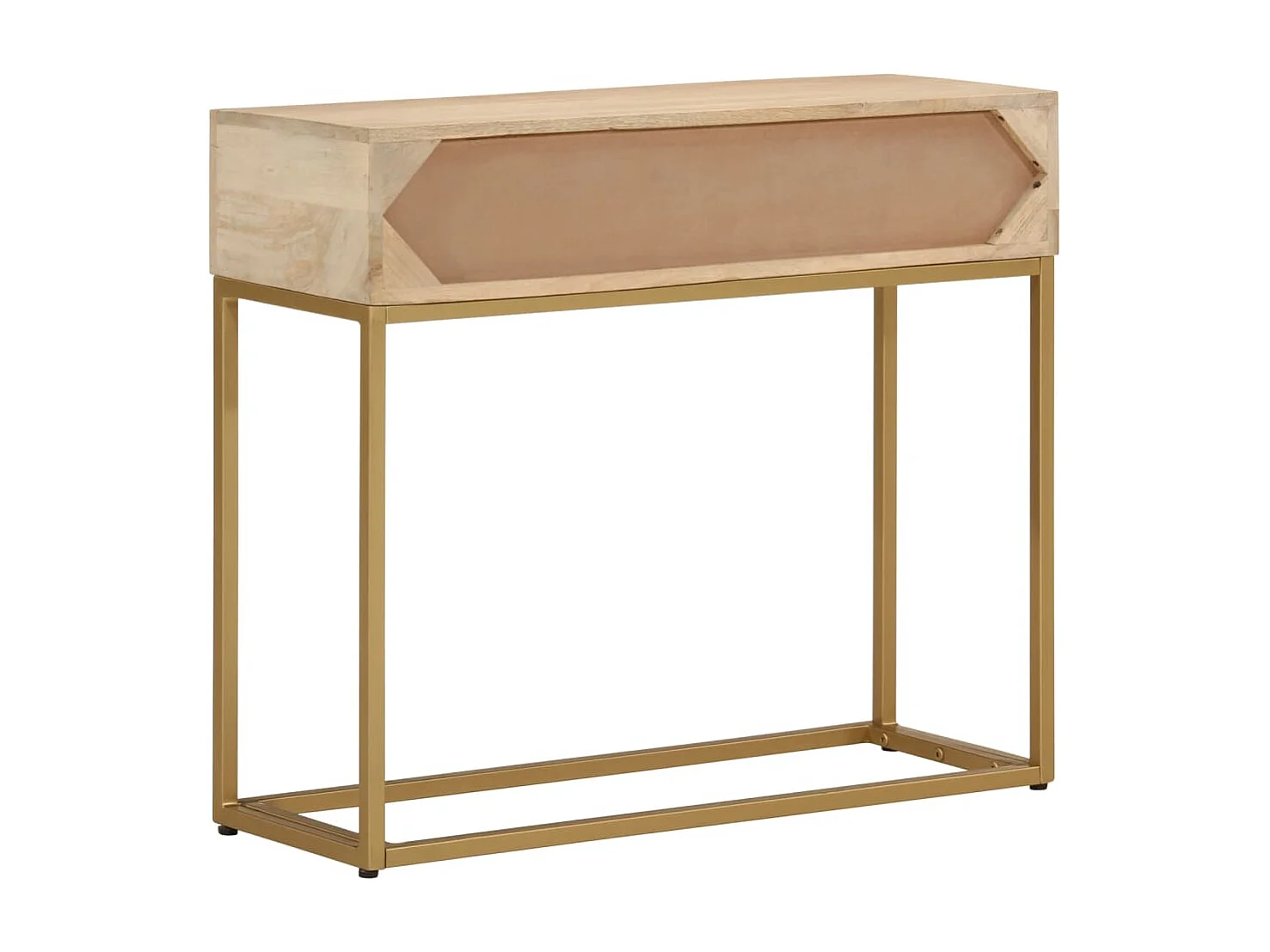 Table console 90x30x76 bois massif de manguier et fer