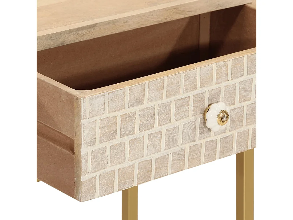 Table console 90x30x76 bois massif de manguier et fer