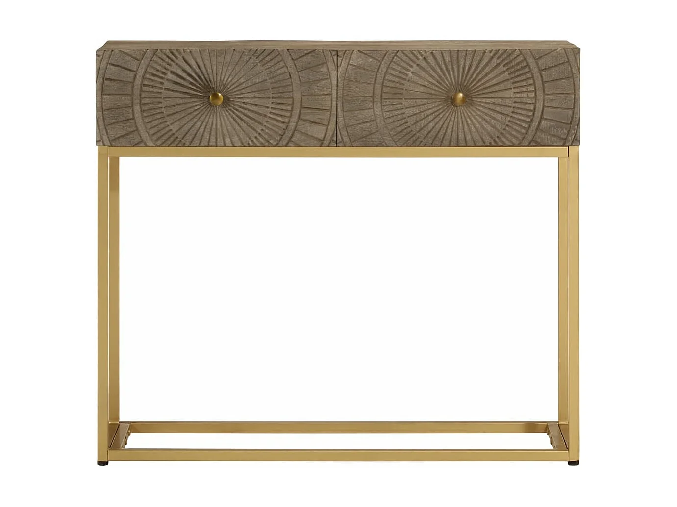 Table console 90x30x76 bois massif de manguier et fer