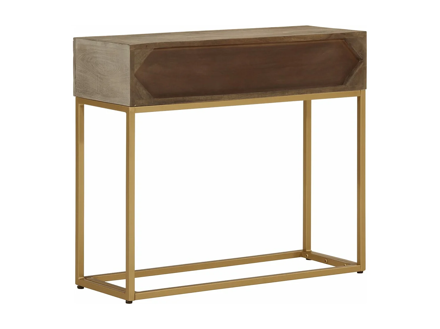 Table console 90x30x76 bois massif de manguier et fer