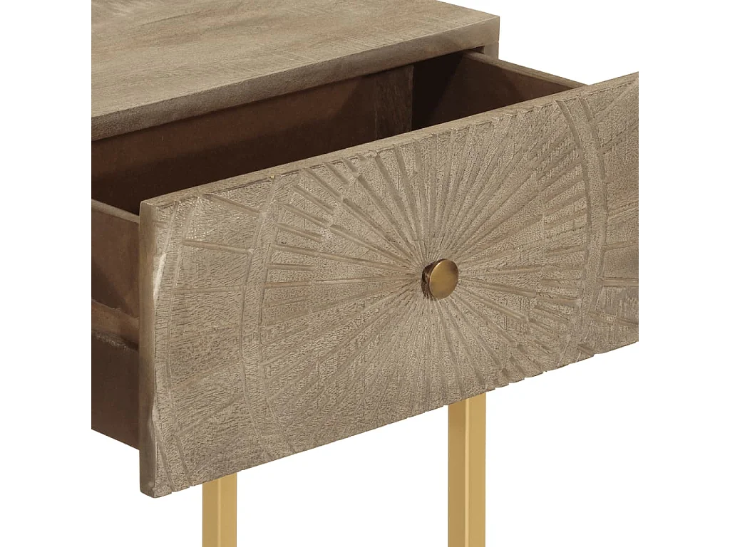 Table console 90x30x76 bois massif de manguier et fer