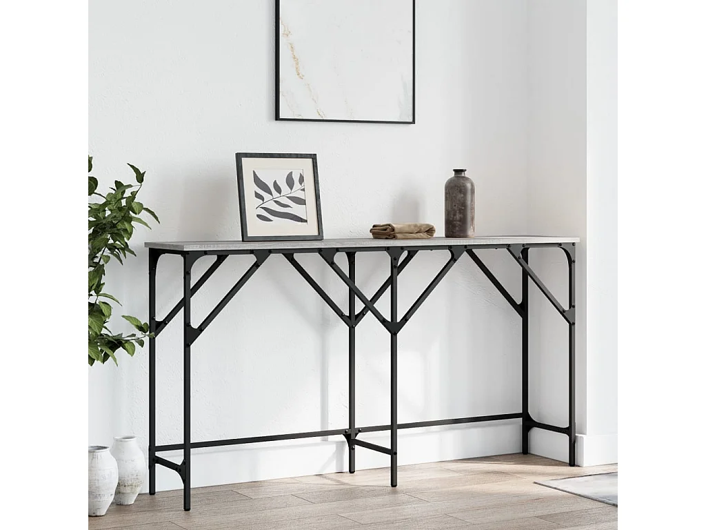 Table console sonoma gris 140x29x75 bois d'ingénierie