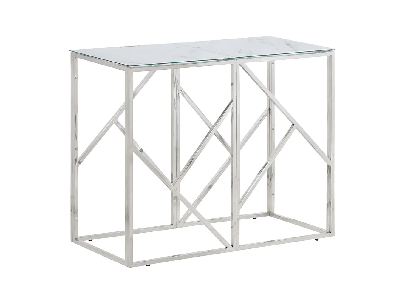 Wandtafel roestvrijstaal en gehard glas zilverkleurig