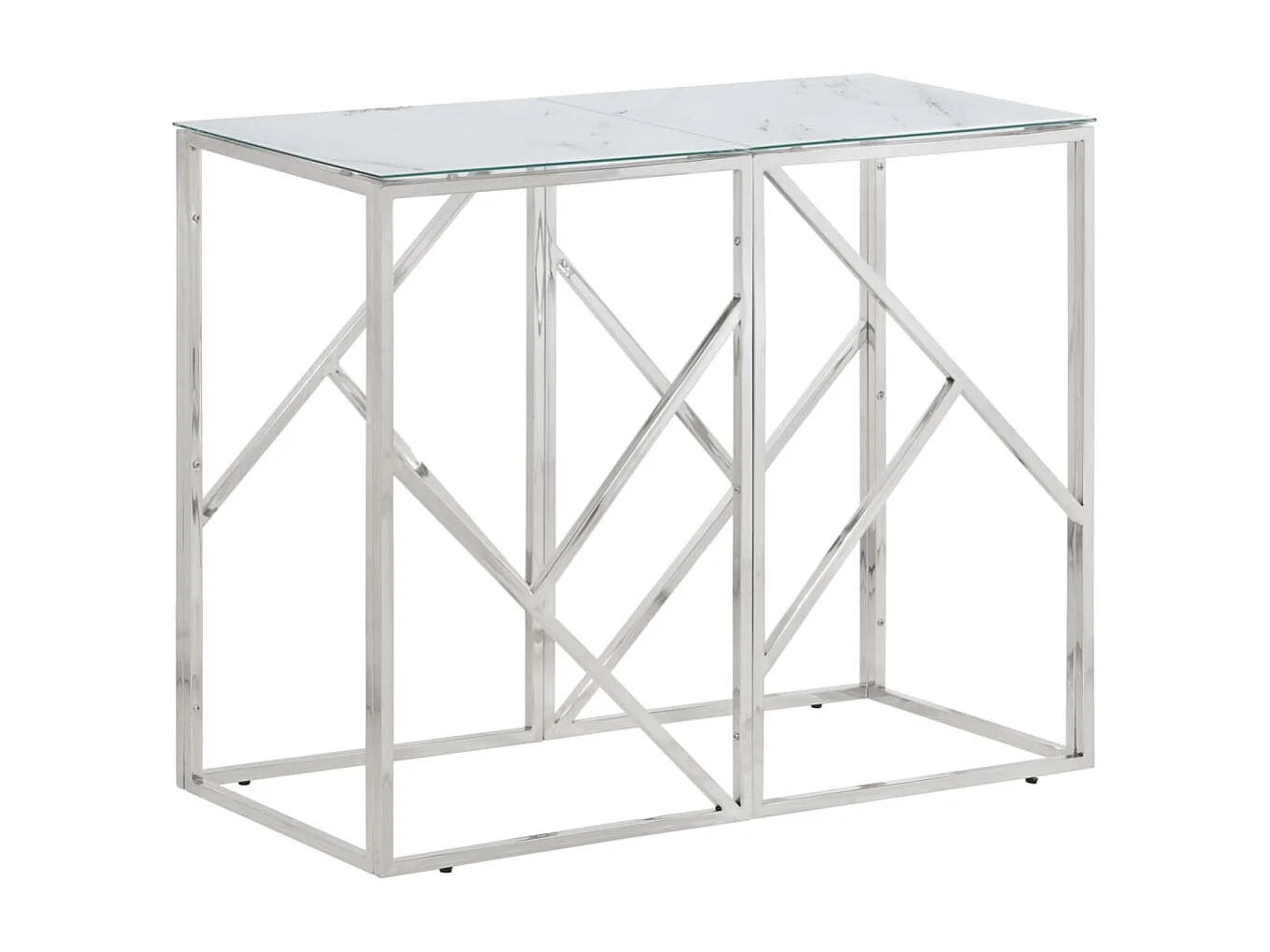 Wandtafel roestvrijstaal en gehard glas zilverkleurig