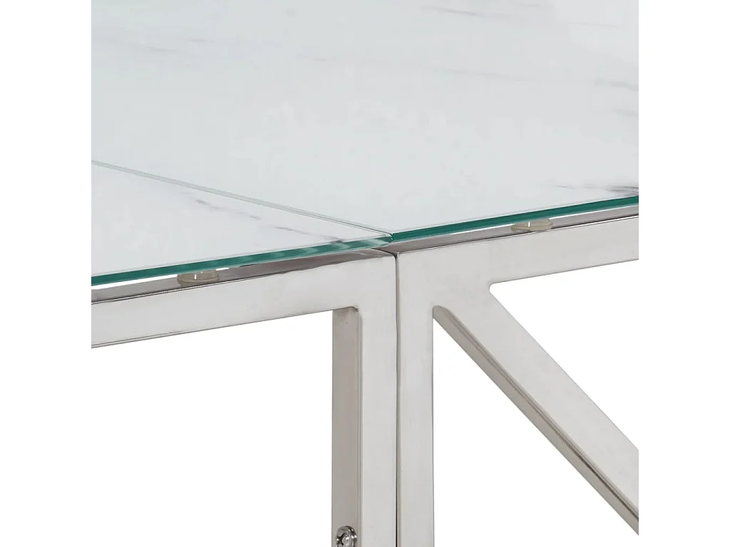 Wandtafel roestvrijstaal en gehard glas zilverkleurig