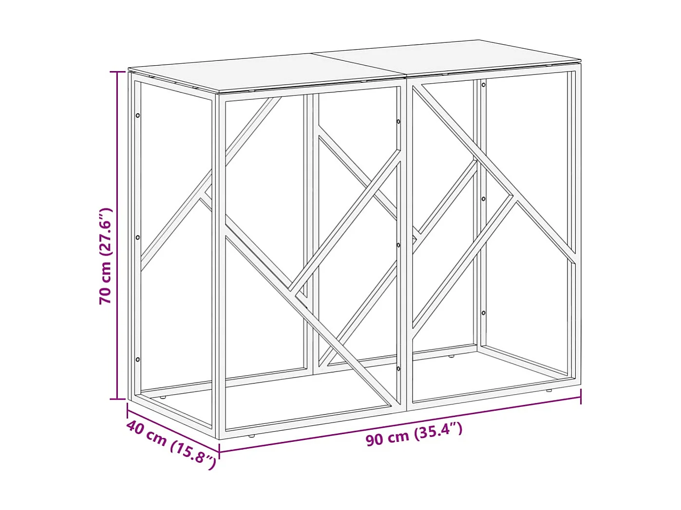 Wandtafel roestvrijstaal en gehard glas zilverkleurig