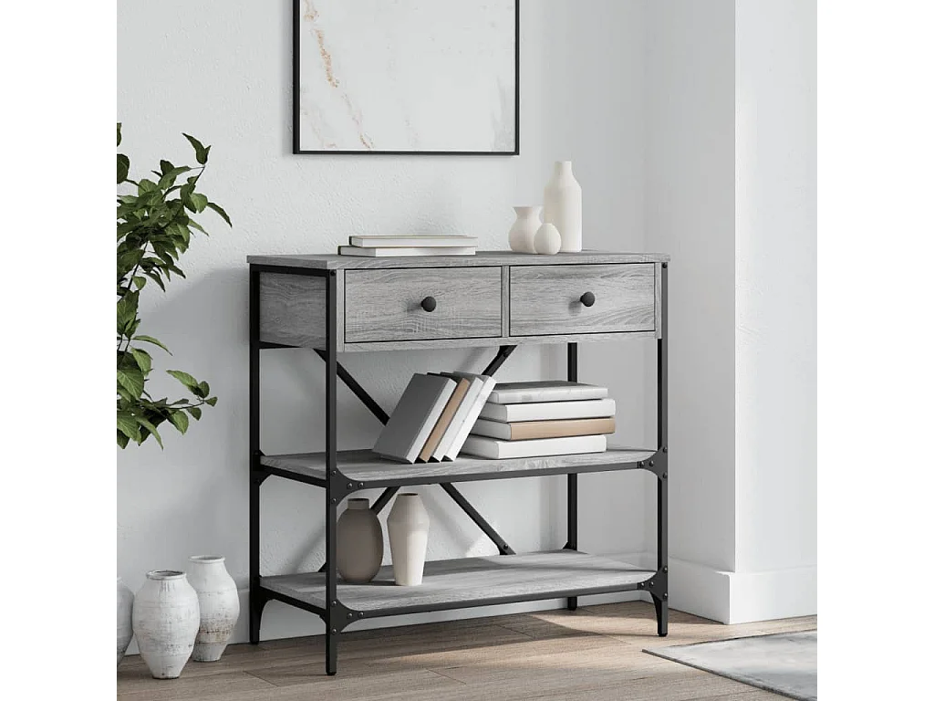 Table console sonoma gris 75x34,5x75 bois d'ingénierie