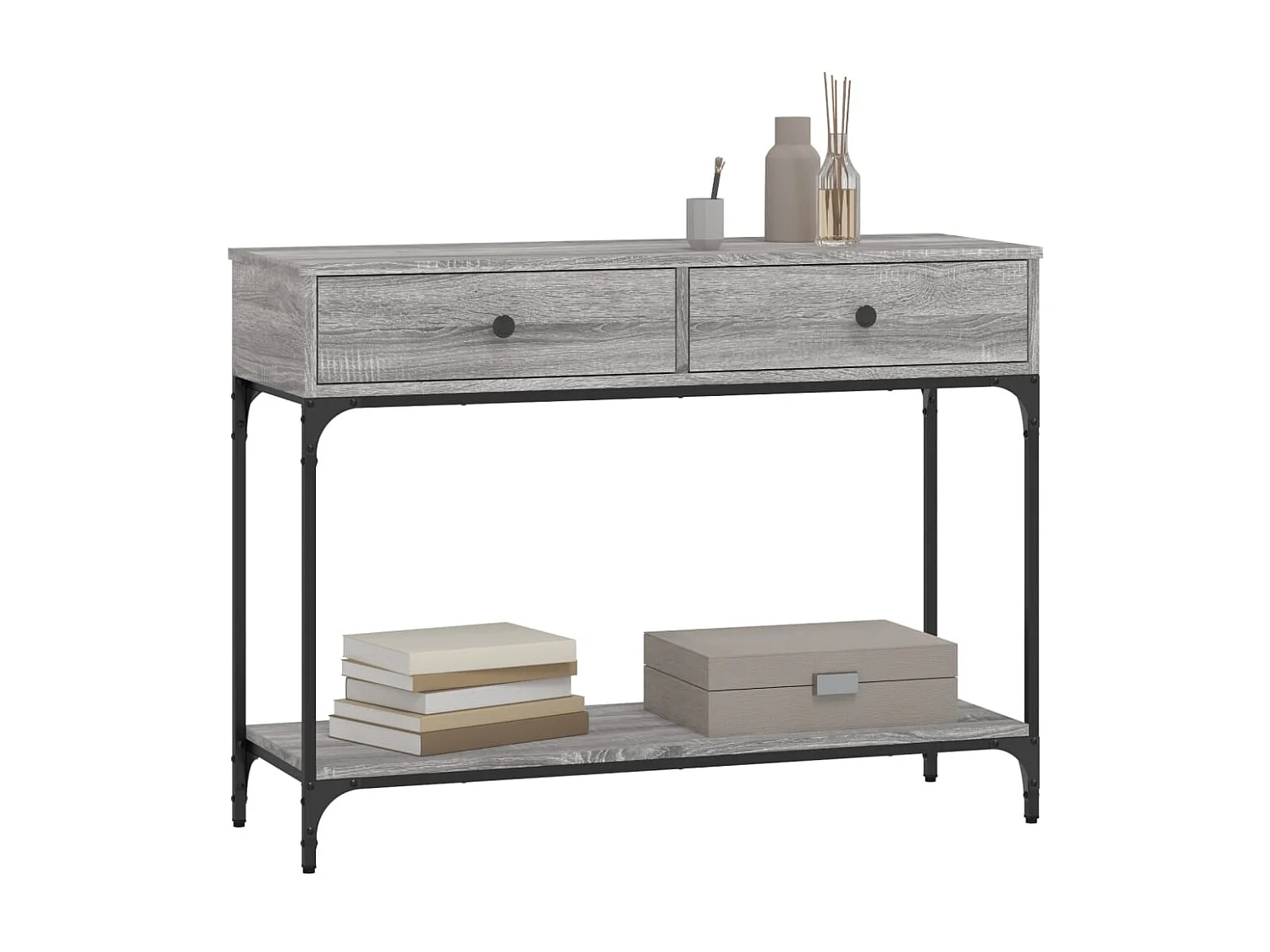 Table console sonoma gris 100x34,5x75 bois d'ingénierie