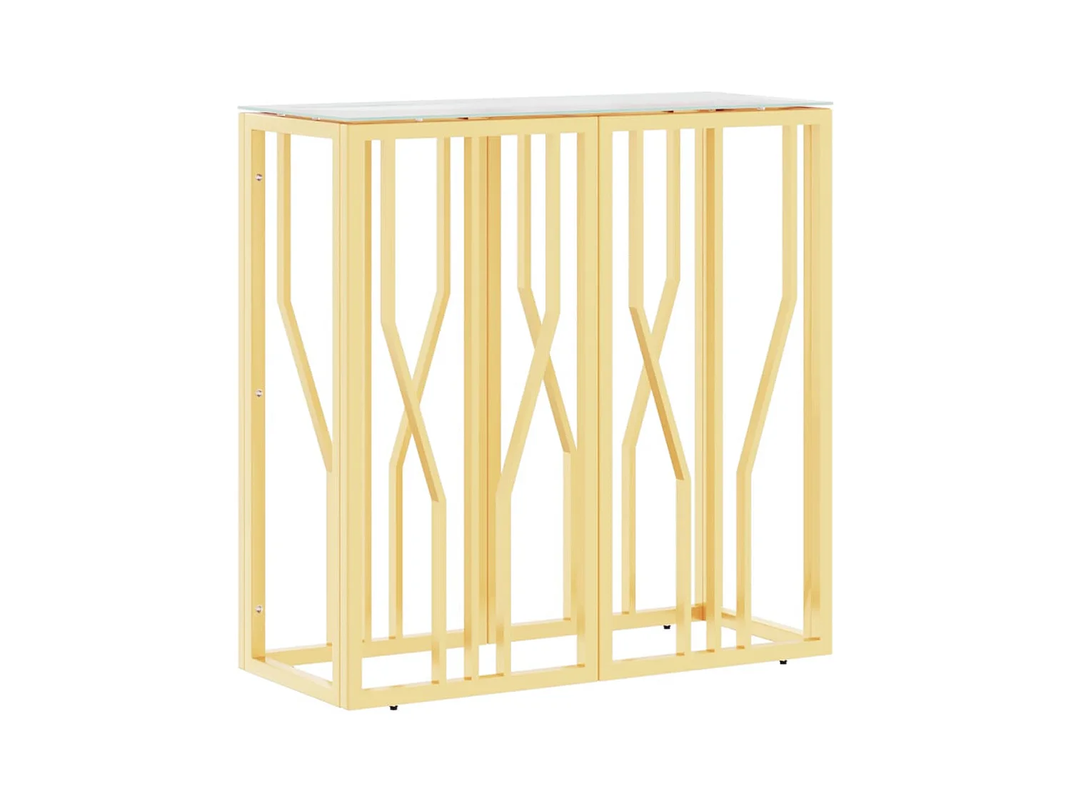 Table console doré 70x30x70 acier inoxydable et verre