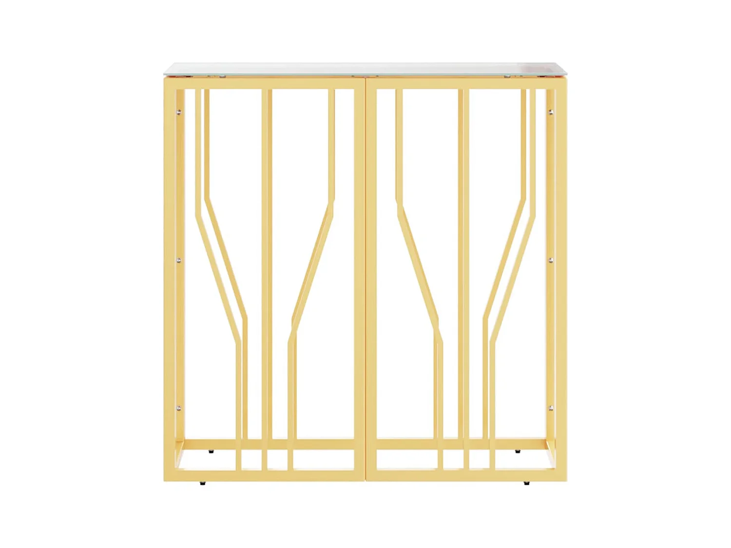 Table console doré 70x30x70 acier inoxydable et verre