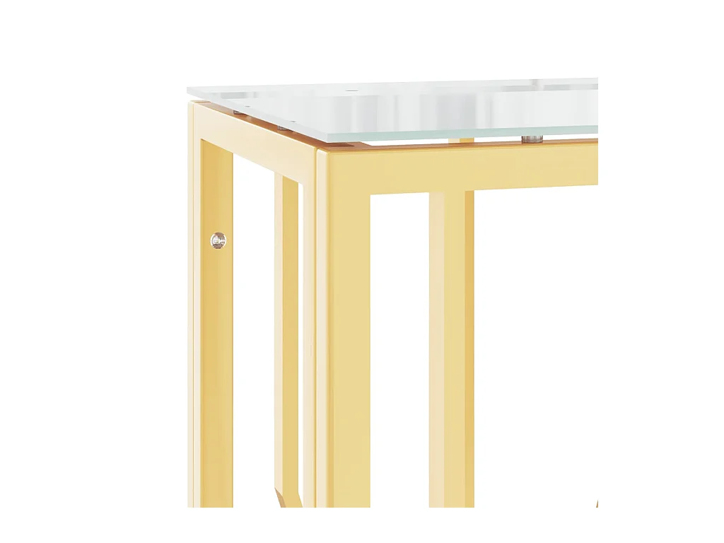 Table console doré 70x30x70 acier inoxydable et verre