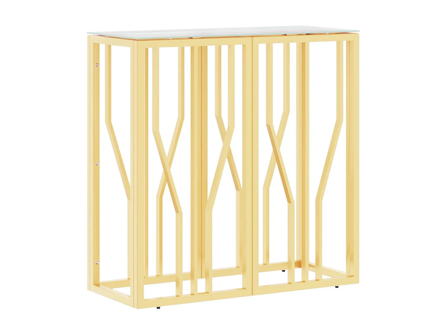 Table console doré 70x30x70 acier inoxydable et verre