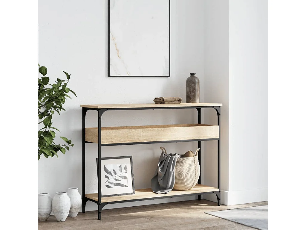 Table console avec étagère chêne sonoma 100x29x75