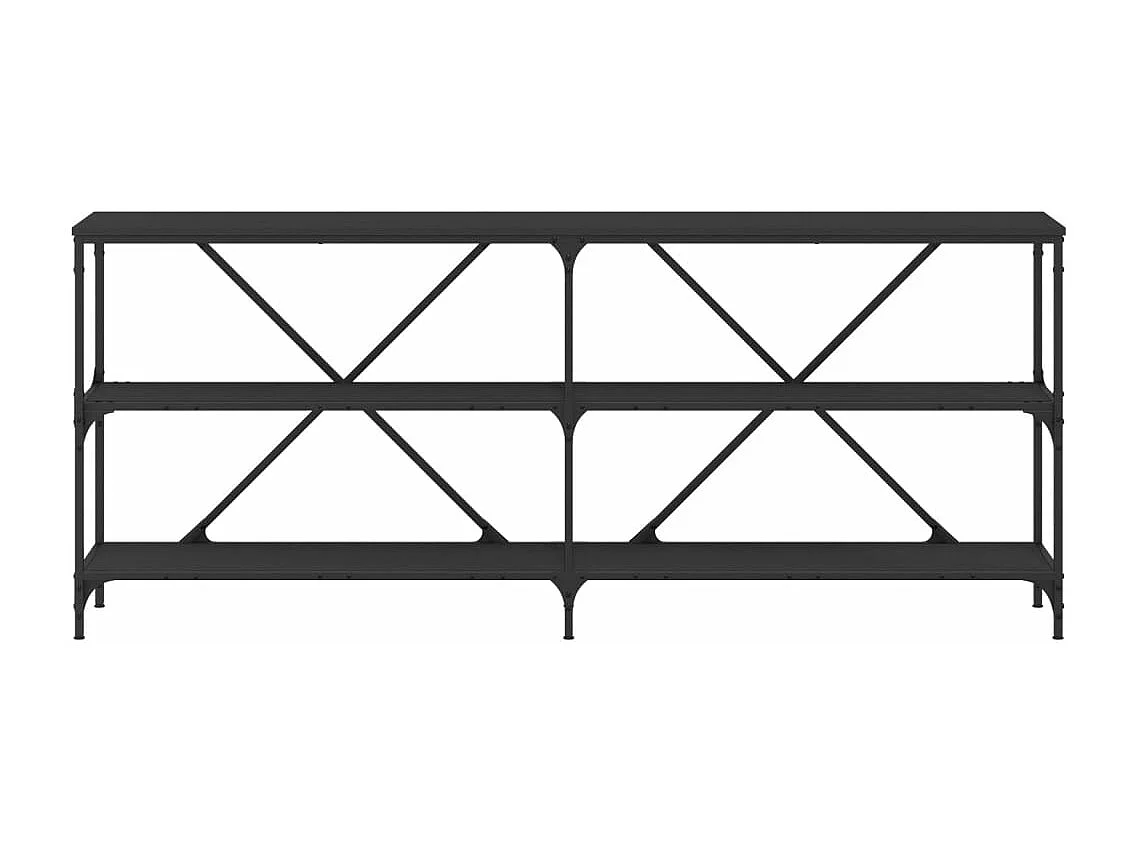 Table console noir 180x30x75 bois d'ingénierie et fer