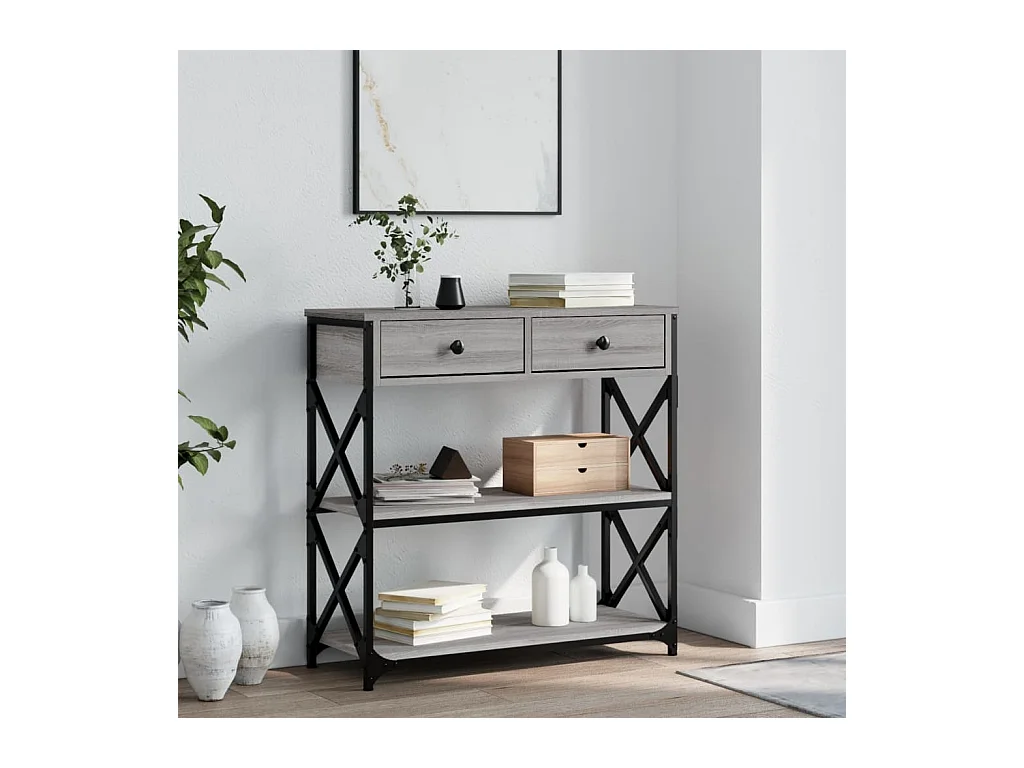 Table console sonoma gris 75x28x75 bois d'ingénierie
