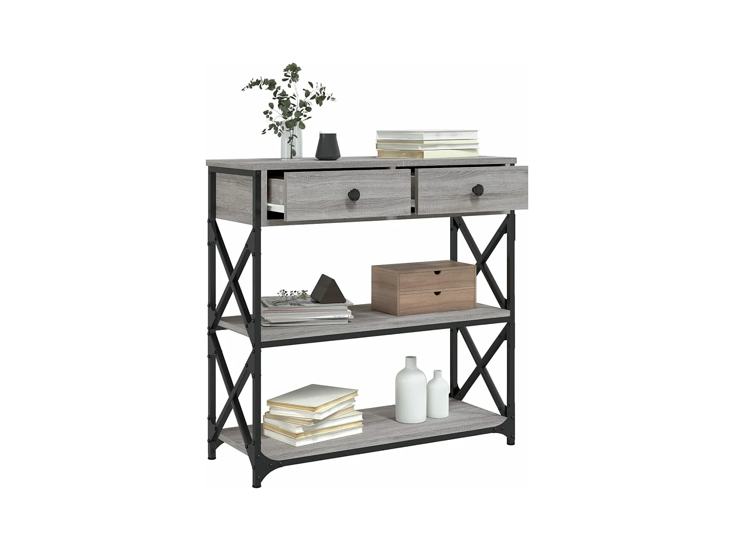 Table console sonoma gris 75x28x75 bois d'ingénierie