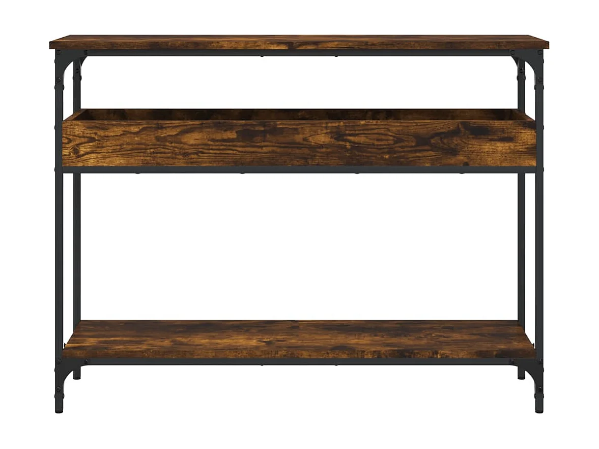 Table console avec étagère chêne fumé 100x29x75