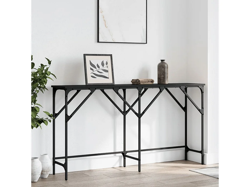 Table console noir 140x29x75 bois d'ingénierie