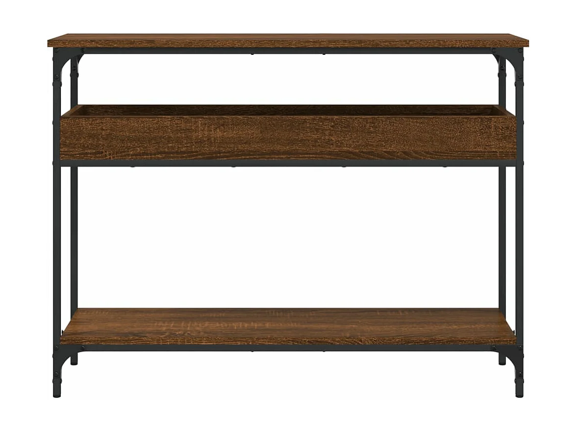 Table console avec étagère chêne marron 100x29x75